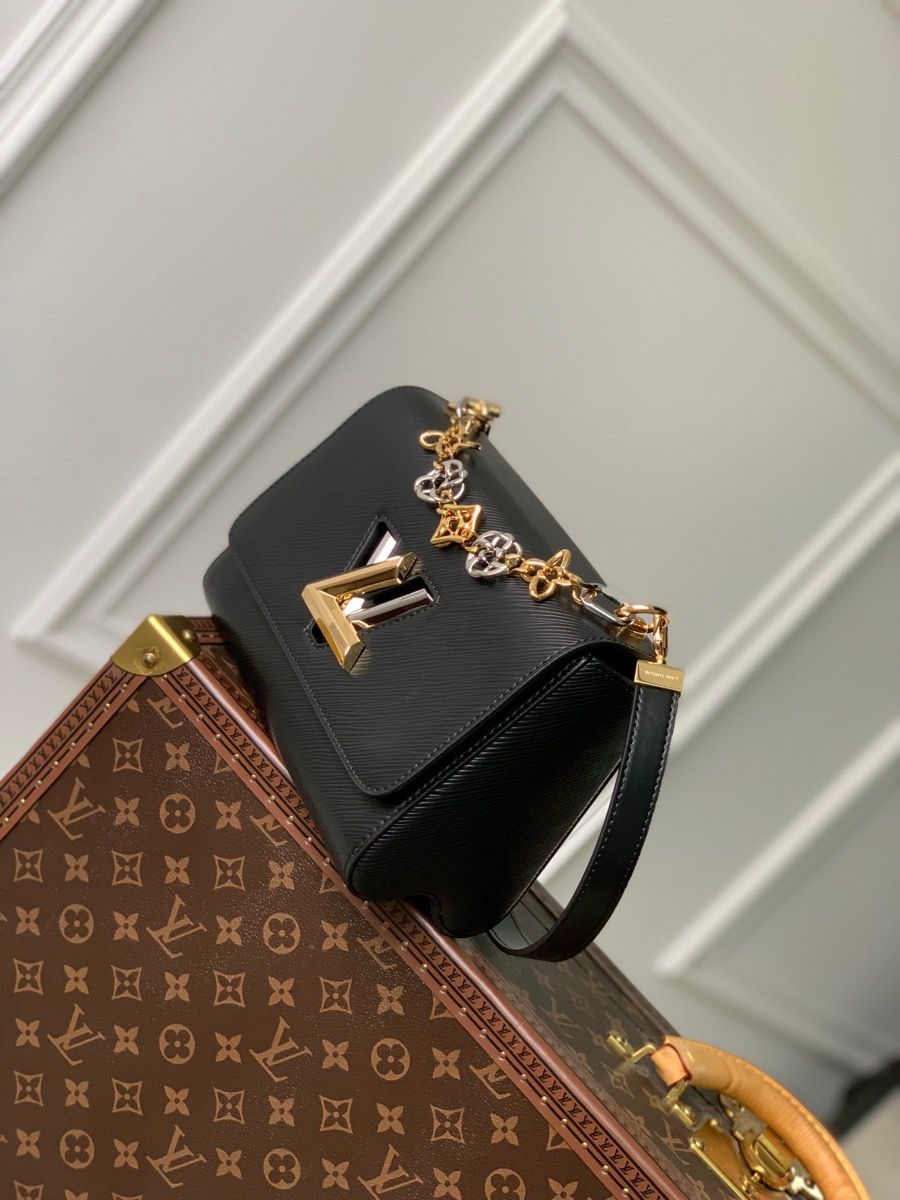 m22773 l**is V*t*n epi twisted flower mm handbag black