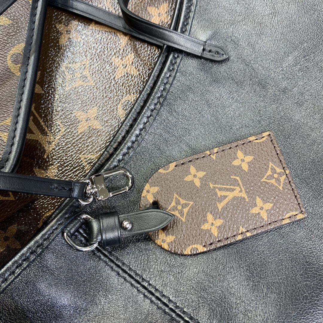 #m25143 l**is V*t*n leather carryall dark mm bag-black