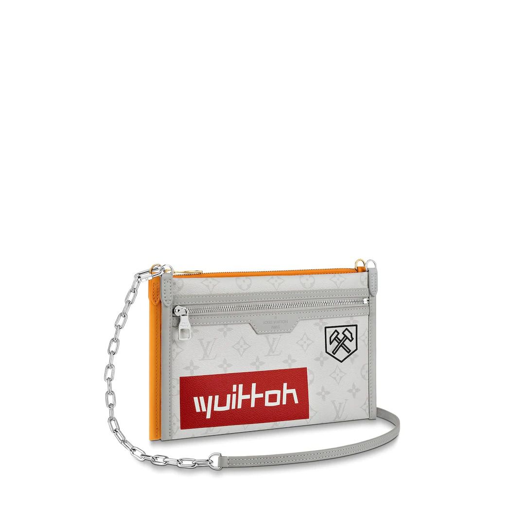 #m44640 l**is V*t*n ocher monogram denim flat messenger bag