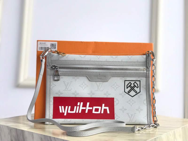 #m44640 l**is V*t*n ocher monogram denim flat messenger bag