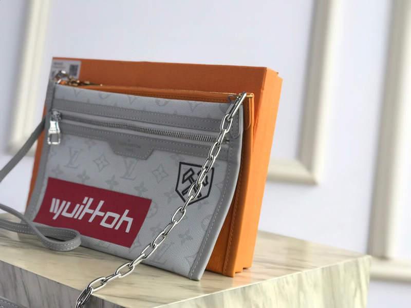 #m44640 l**is V*t*n ocher monogram denim flat messenger bag