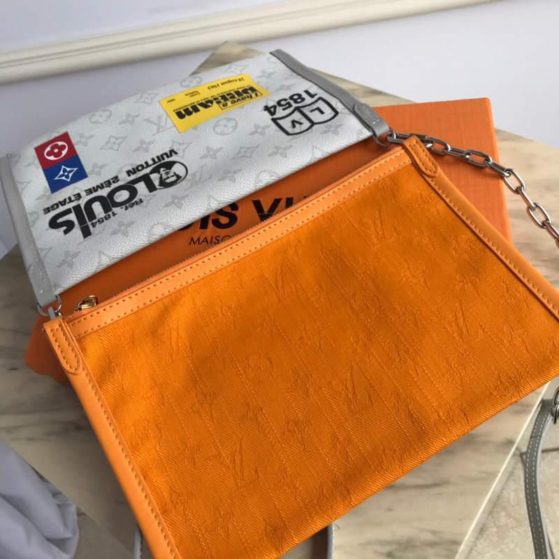 #m44640 l**is V*t*n ocher monogram denim flat messenger bag