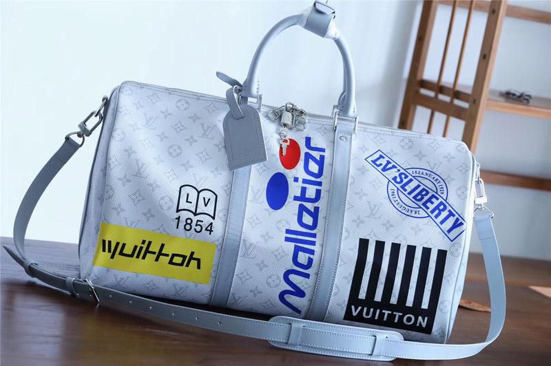 #m44643 l**is V*t*n 2019 historic monogram canvas keepall bandoulière 50-white