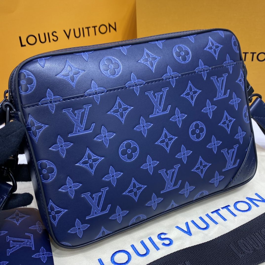 #m45730 l**is V*t*n monogram shadow duo messenger bag-navy blue
