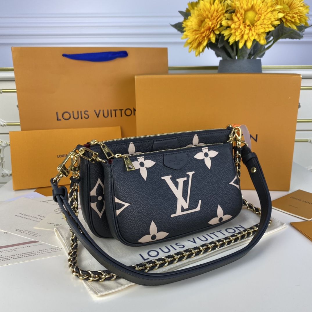 #m45777 l**is V*t*n monogram empreinte multi pochette accessoires-black/cream