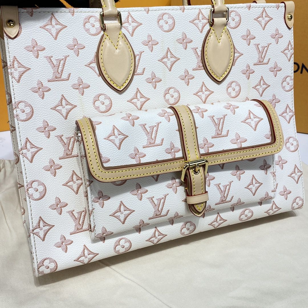 #m46154 l**is V*t*n monogram coated onthego mm tote bag-white