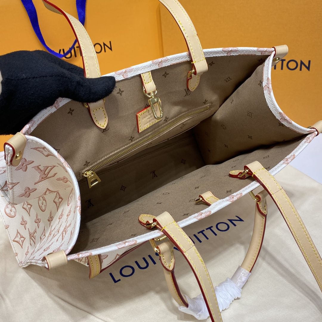 #m46154 l**is V*t*n monogram coated onthego mm tote bag-white