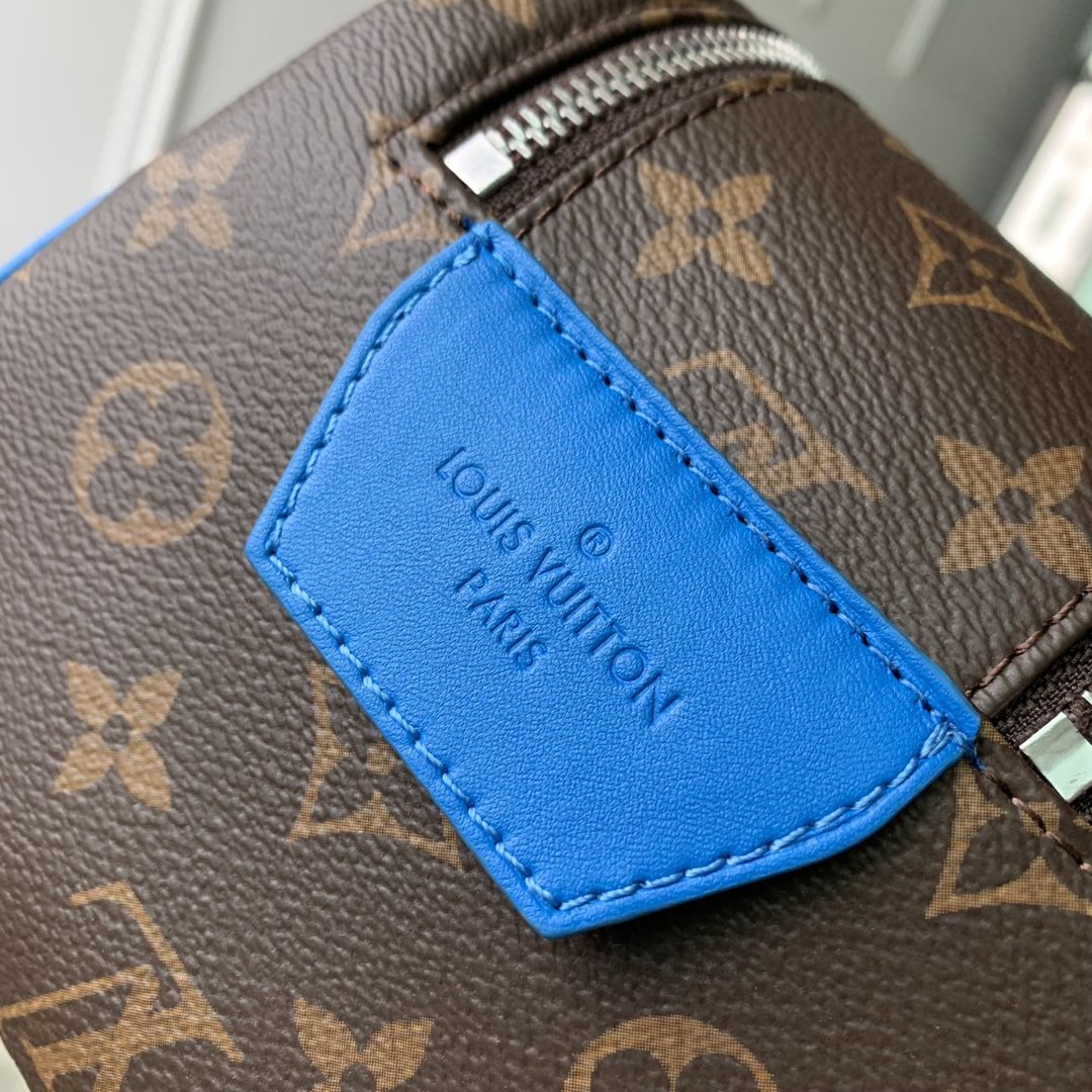 m46763 l**is V*t*n monogram macassar canvas dopp kit toiletry blue