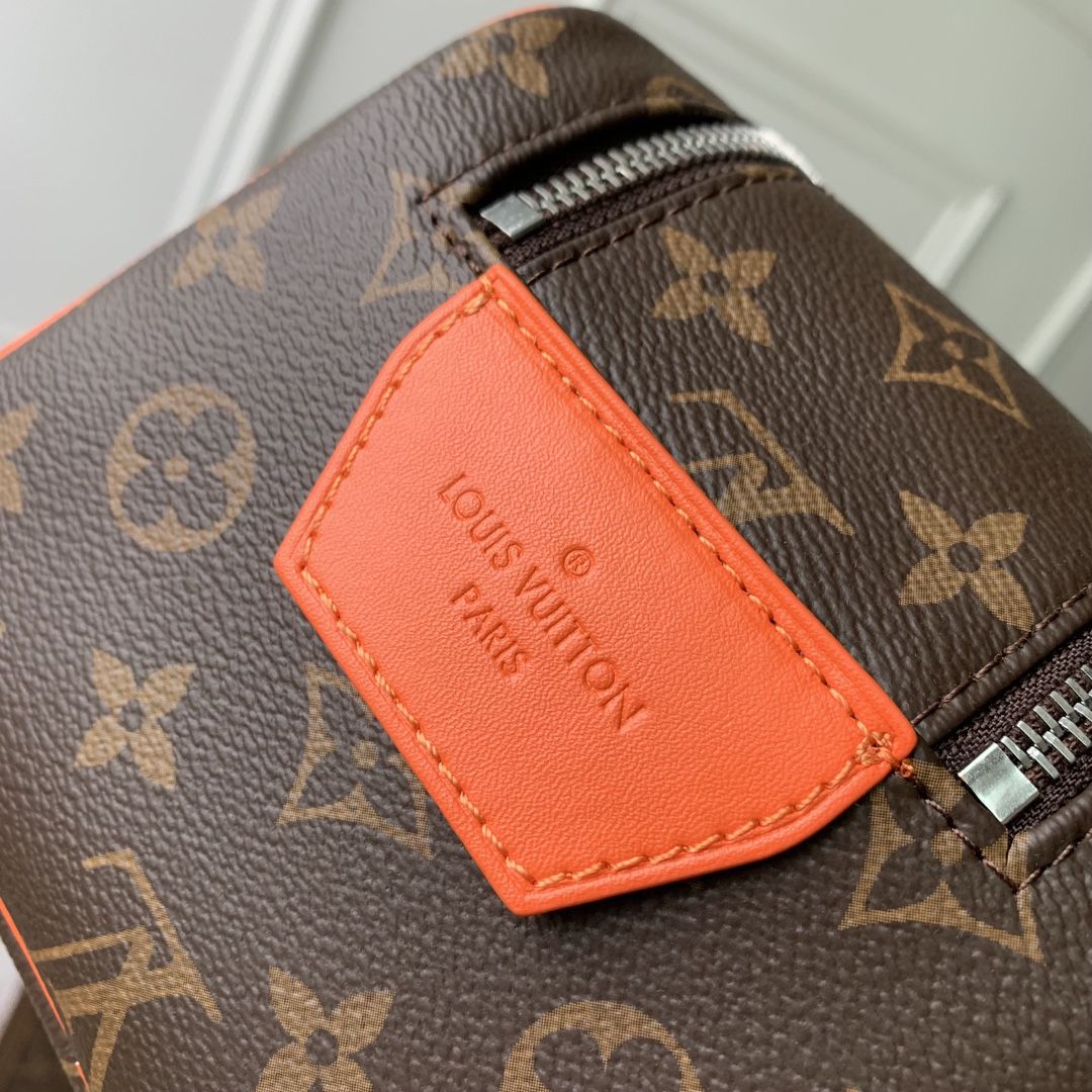 m46765 l**is V*t*n monogram macassar canvas dopp kit toiletry orange