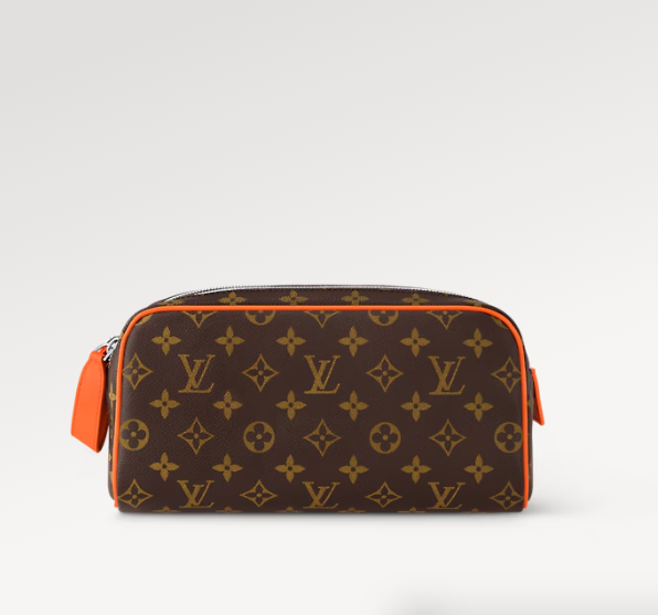m46765 l**is V*t*n monogram macassar canvas dopp kit toiletry orange