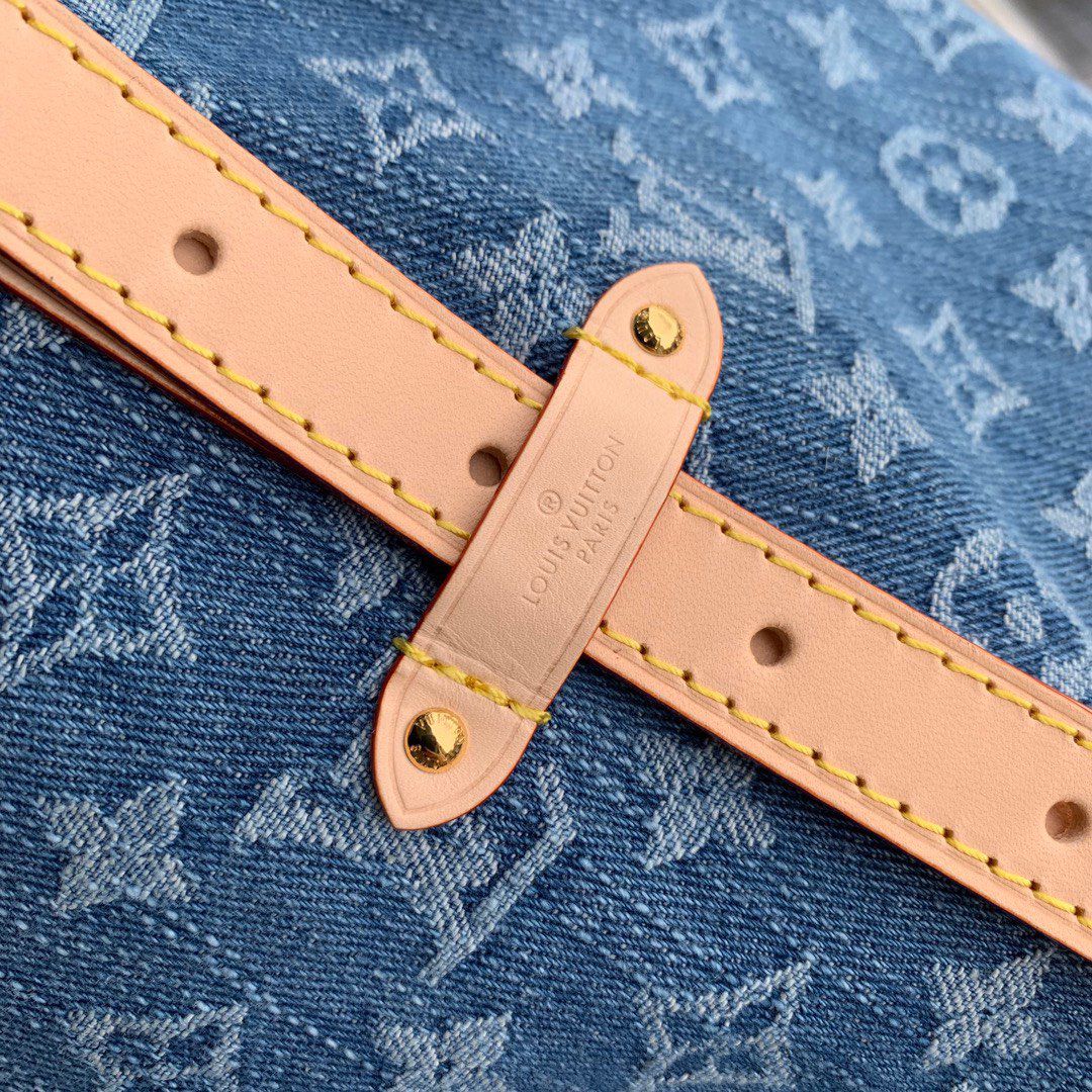 m46855 l**is V*t*n monogram denim carryall mm handbag