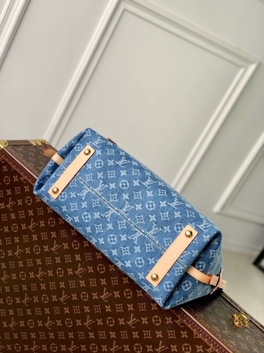 m46855 l**is V*t*n monogram denim carryall mm handbag