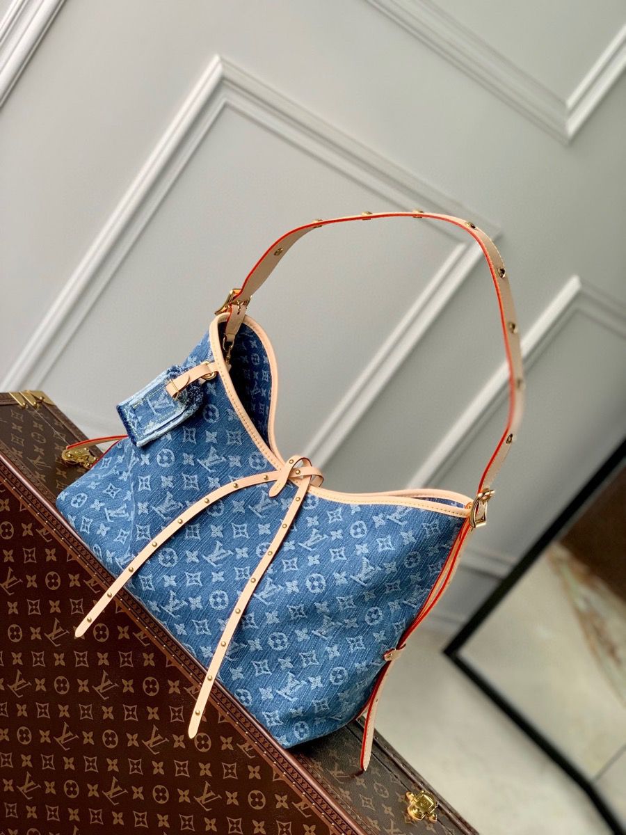 m46855 l**is V*t*n monogram denim carryall mm handbag