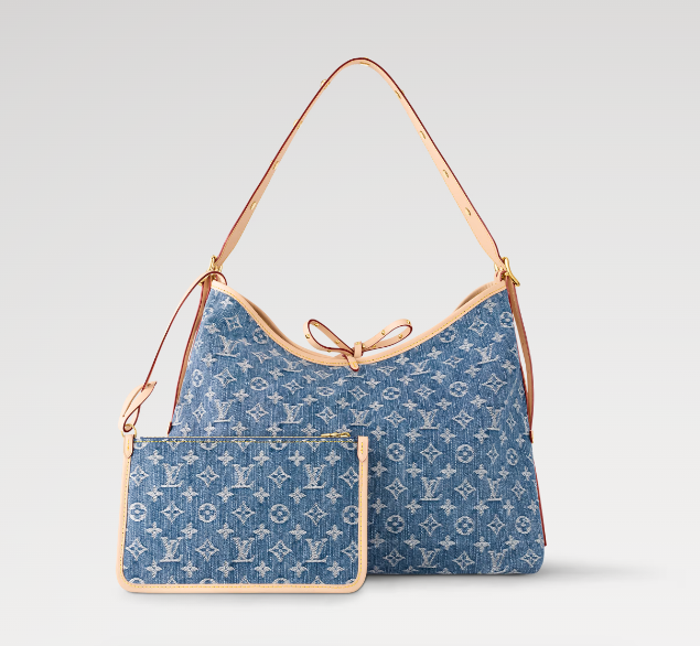 m46855 l**is V*t*n monogram denim carryall mm handbag