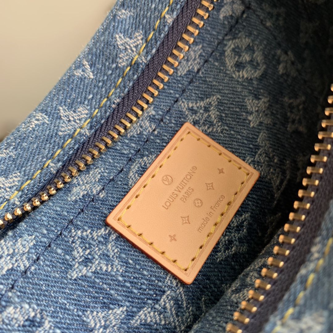 m46856 l**is V*t*n monogram denim croissant mm handbag