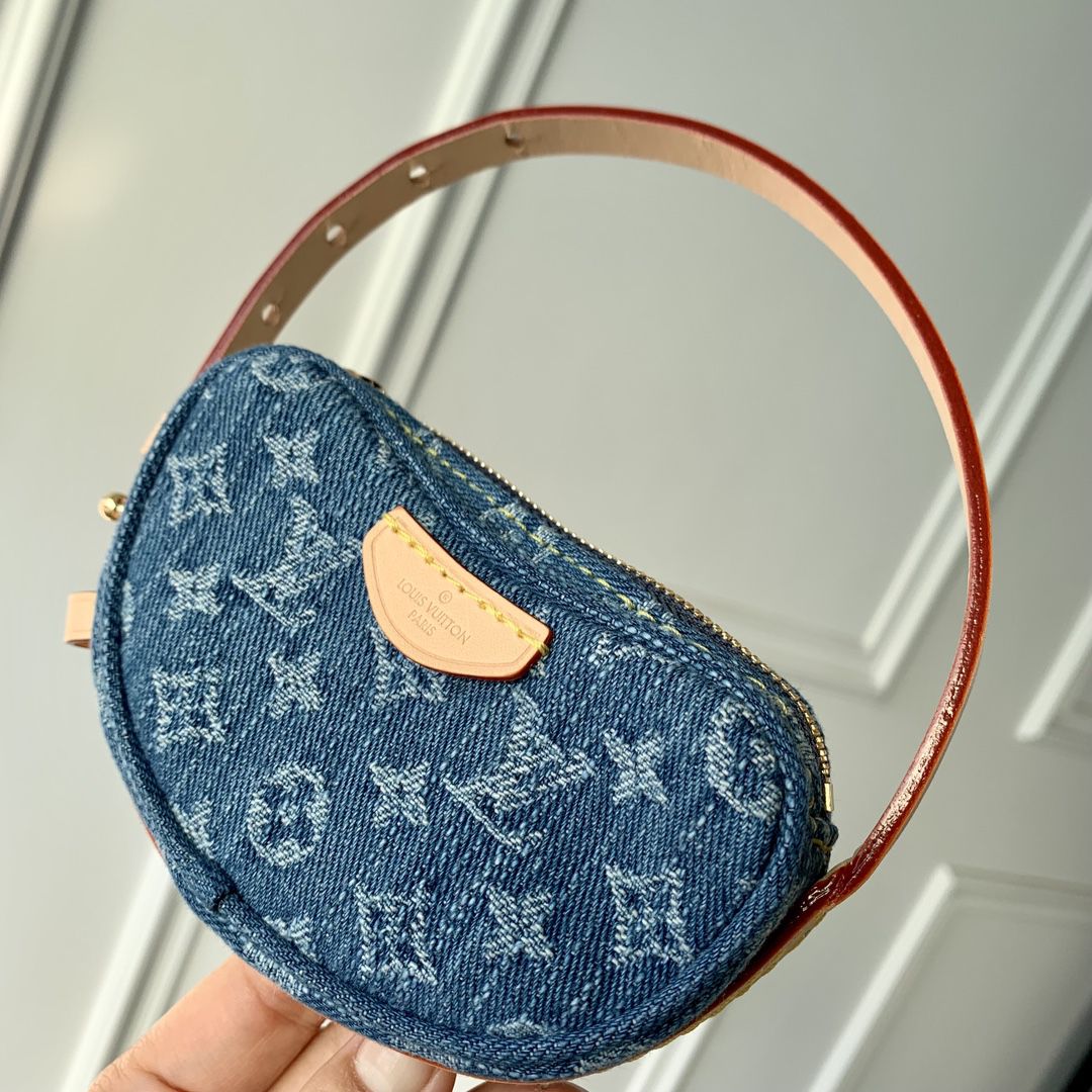 m46856 l**is V*t*n monogram denim croissant mm handbag