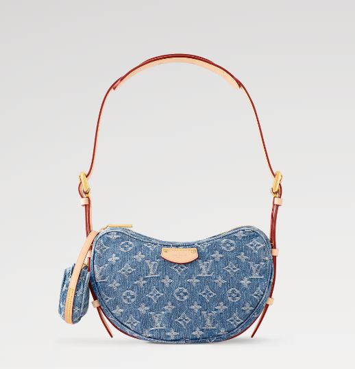 m46856 l**is V*t*n monogram denim croissant mm handbag
