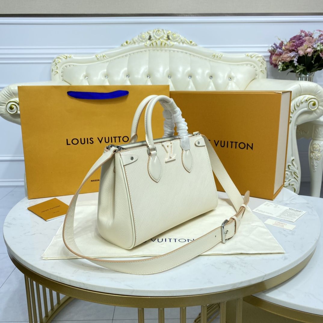 #m57681 l**is V*t*n epi grained grenelle tote pm-white