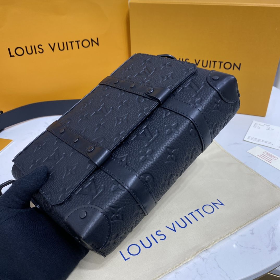 #m55700 l**is V*t*n monogram embossed black-on-black soft trunk bag