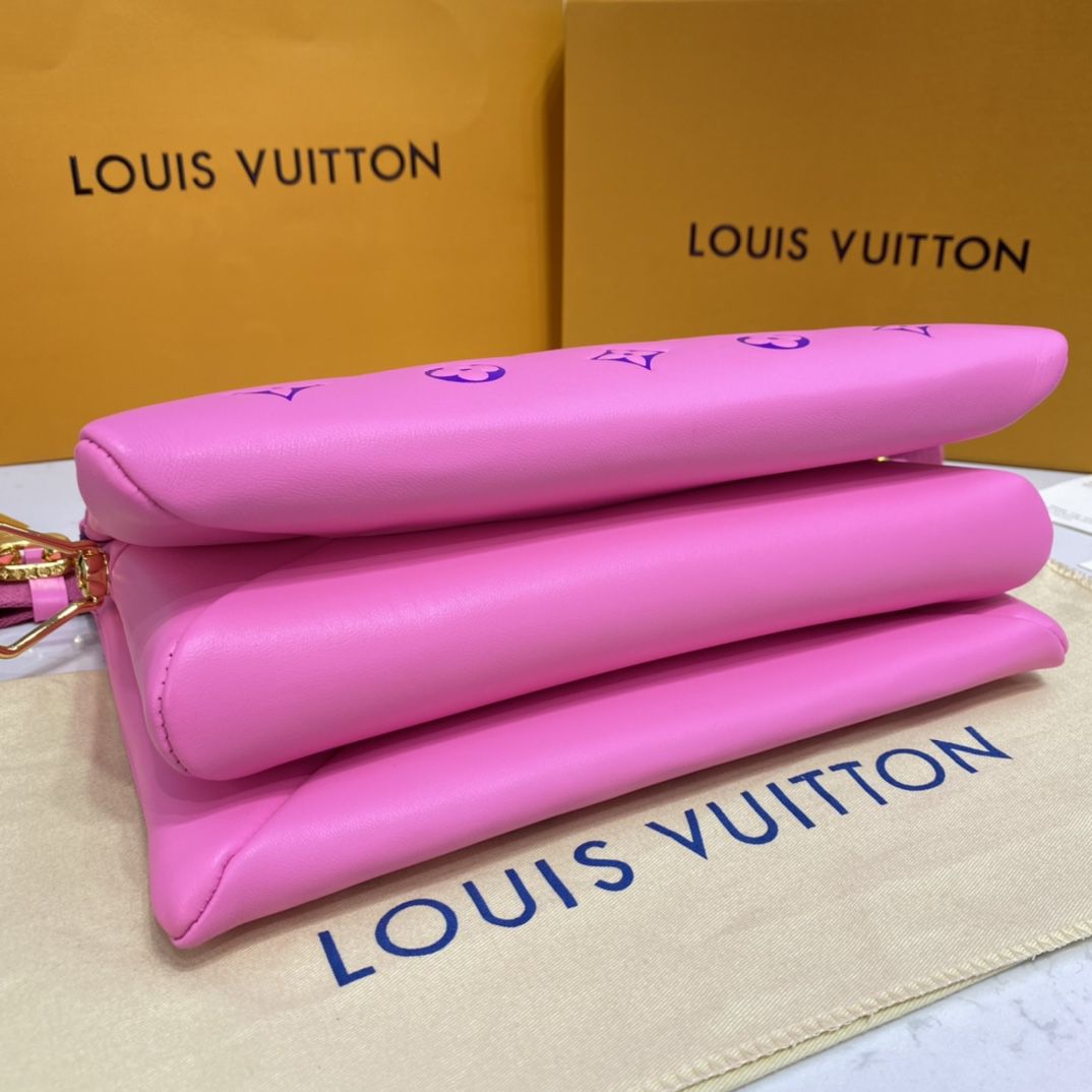 #m58628 l**is V*t*n embossed lambskin coussin pm pink/purple