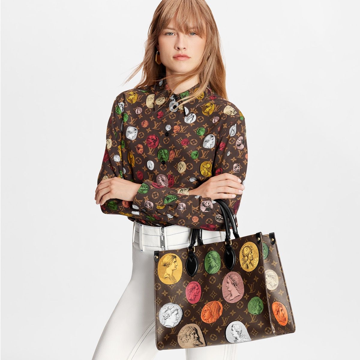 #m59245 l**is V*t*n fall-winter 2021 monogram cameo onthego mm tote bag