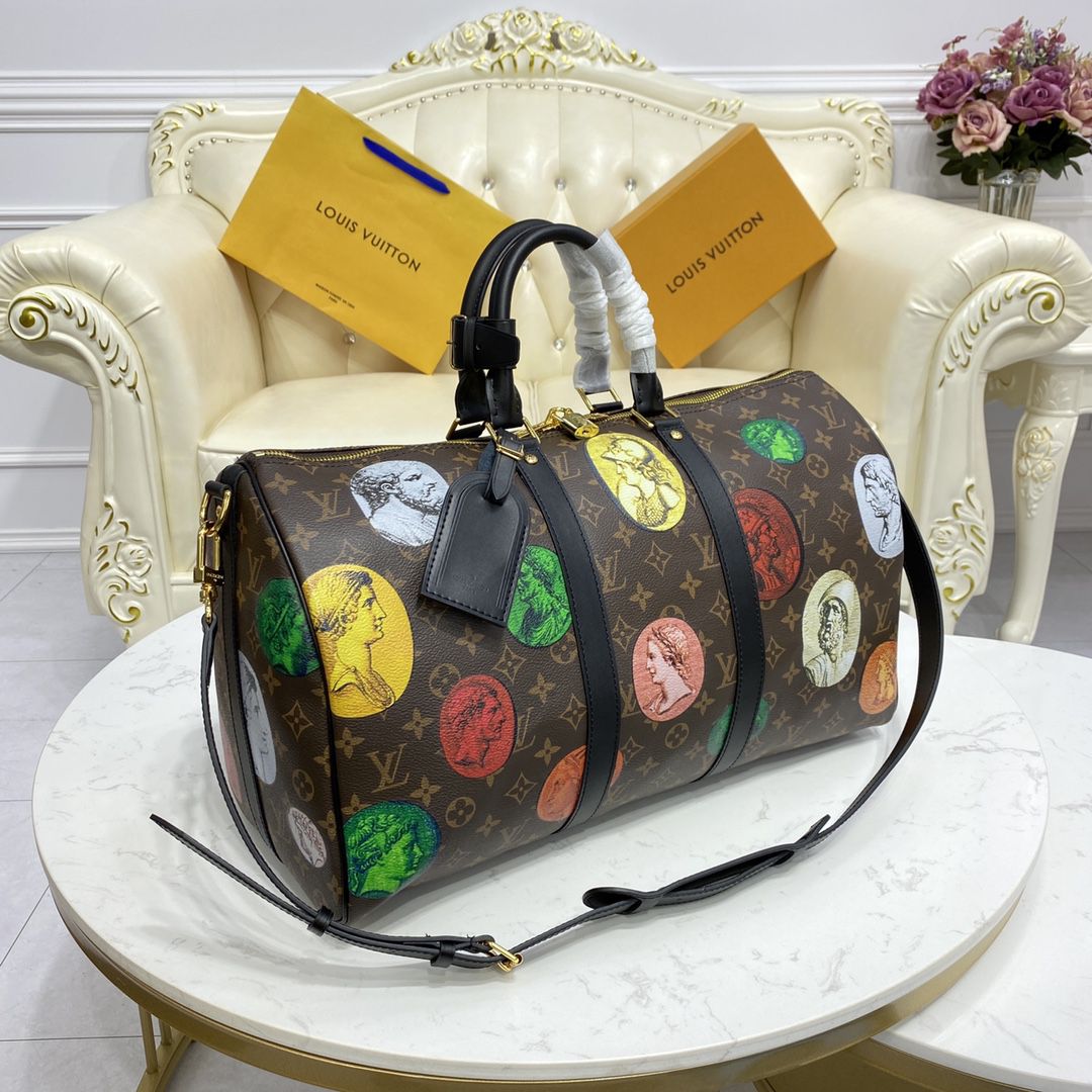 #m59261 l**is V*t*n lvxfornasetti monogram cameo keepall bandoulière 45