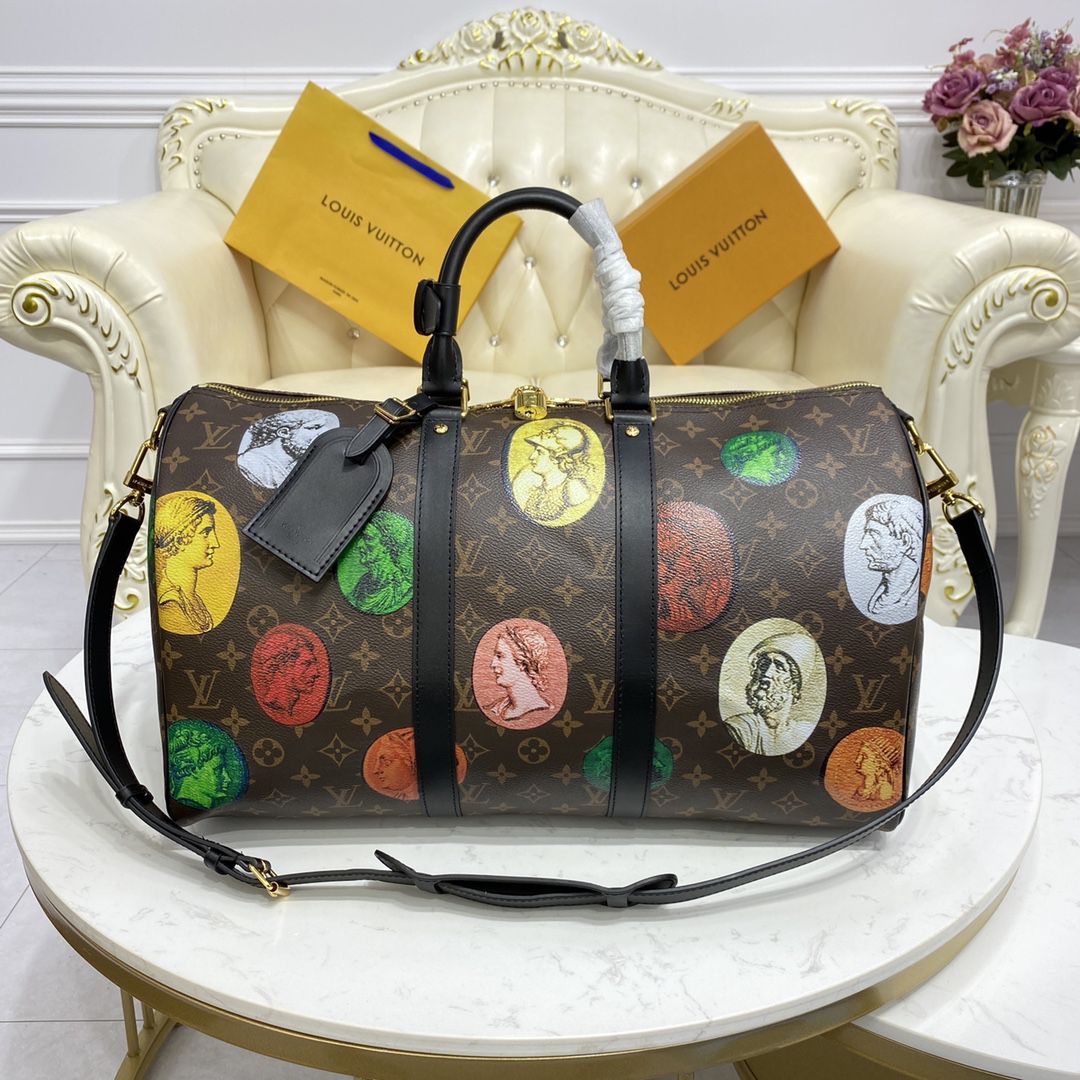 #m59261 l**is V*t*n lvxfornasetti monogram cameo keepall bandoulière 45