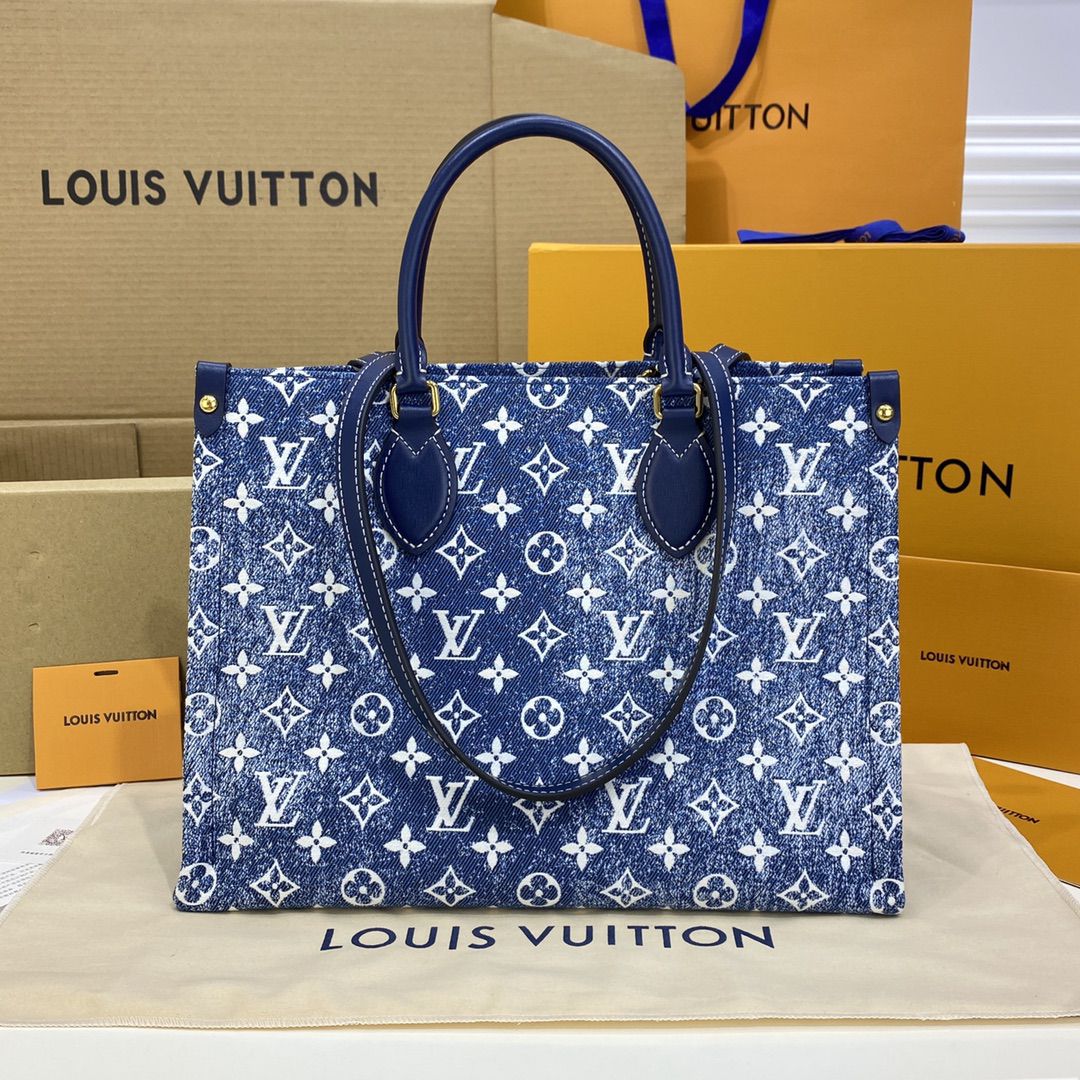 #m59608 l**is V*t*n monogram denim onthego mm tote bag