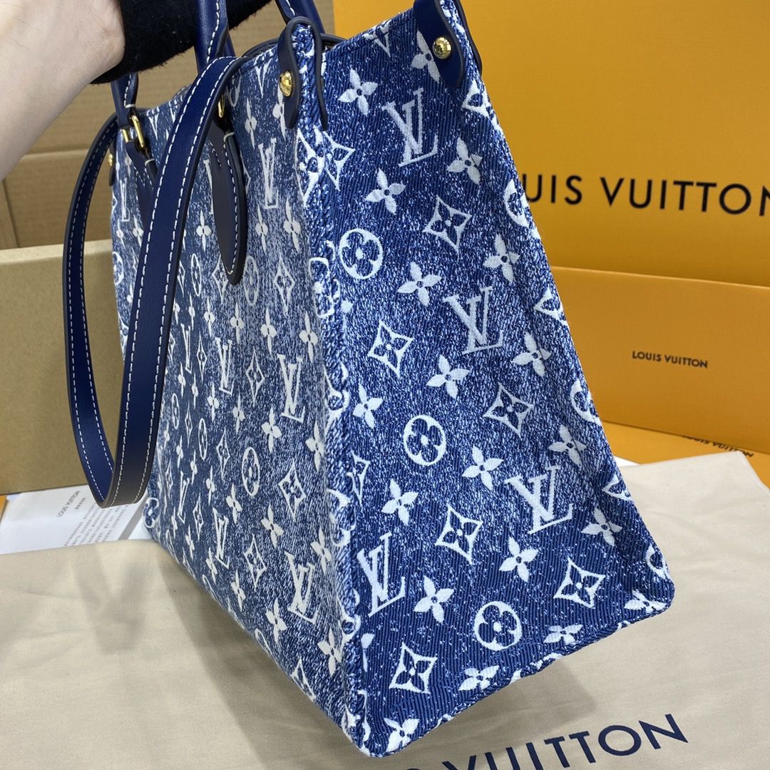 #m59608 l**is V*t*n monogram denim onthego mm tote bag