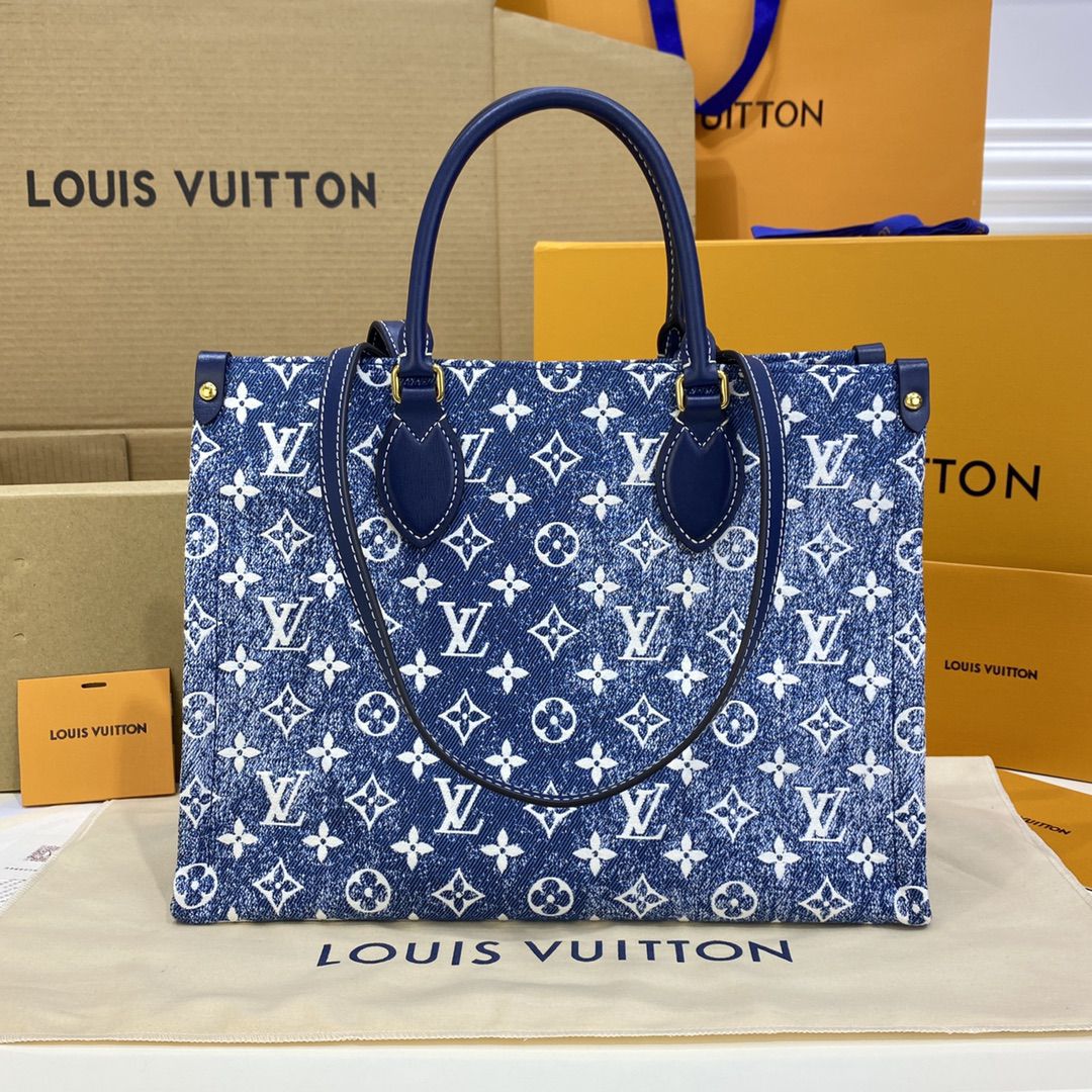 #m59608 l**is V*t*n monogram denim onthego mm tote bag