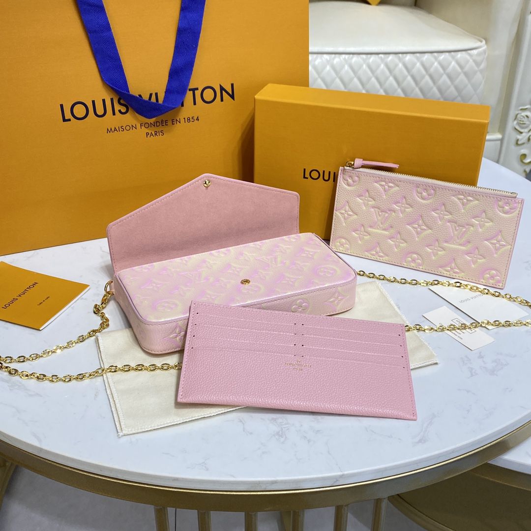 #m64064 l**is V*t*n monogram empreinte félicie pochette-pink