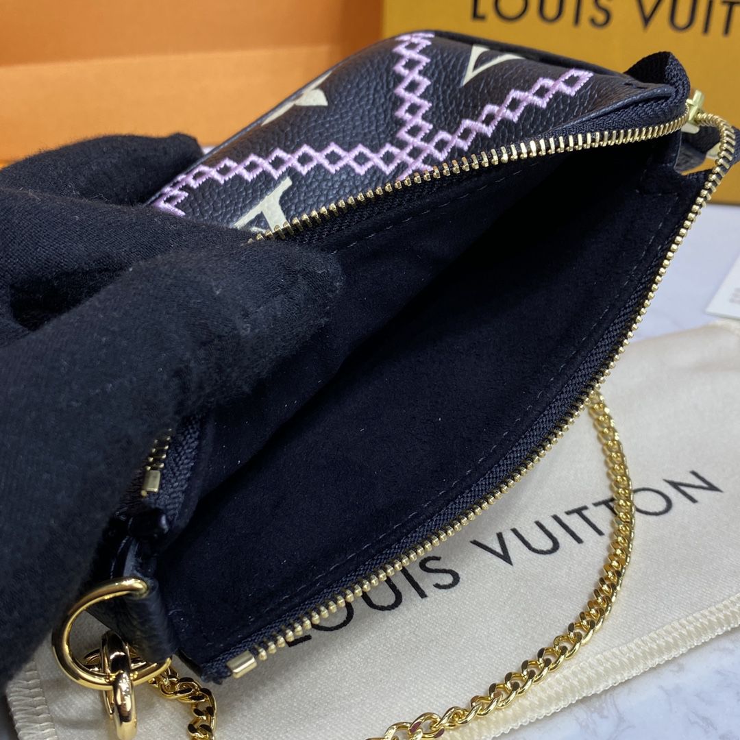 #m81140 l**is V*t*n monogram empreinte broderies mini pochette accessoires-black