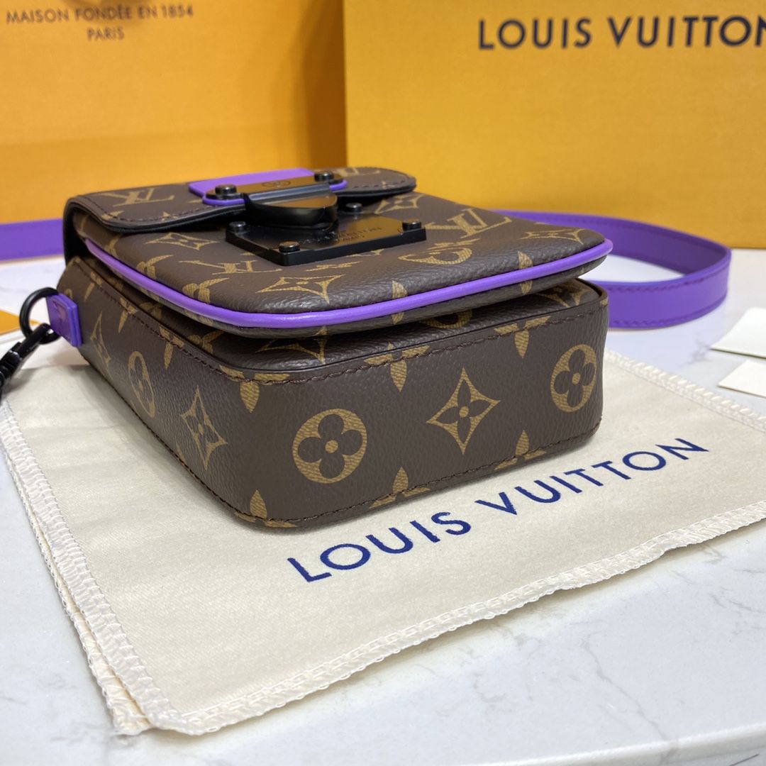 #m81522 l**is V*t*n monogram macassar s-lock vertical wearable wallet-purple