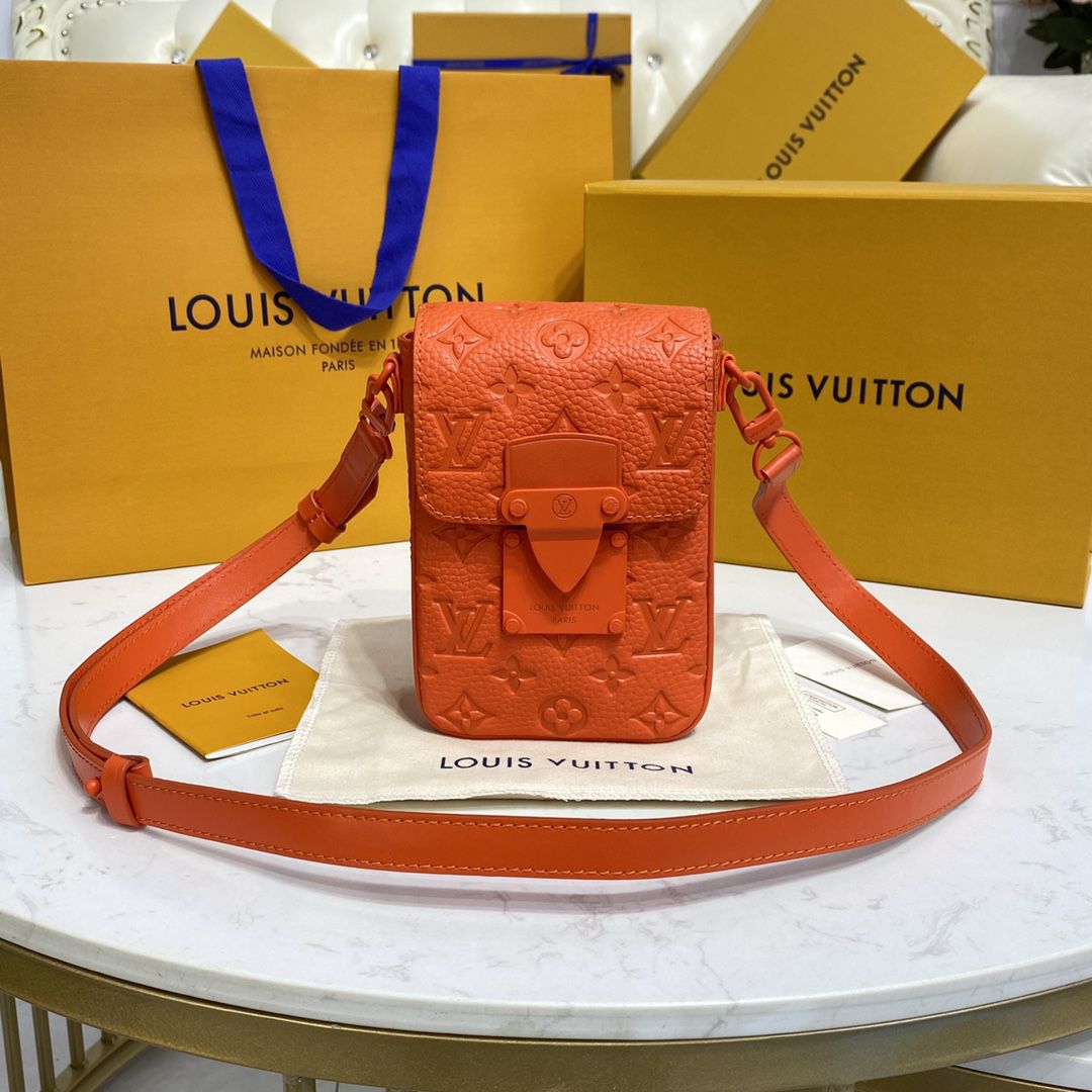 #m81525 l**is V*t*n taurillon monogram s-lock vertical wearable wallet-orange