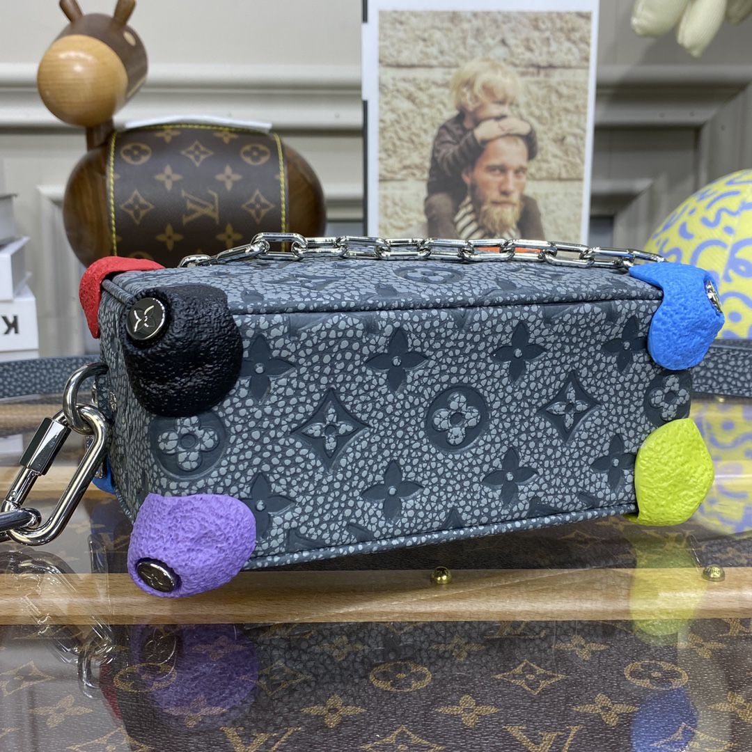 #m81606 l**is V*t*n the house’s emblematic monogram mini soft trunk bag-gray