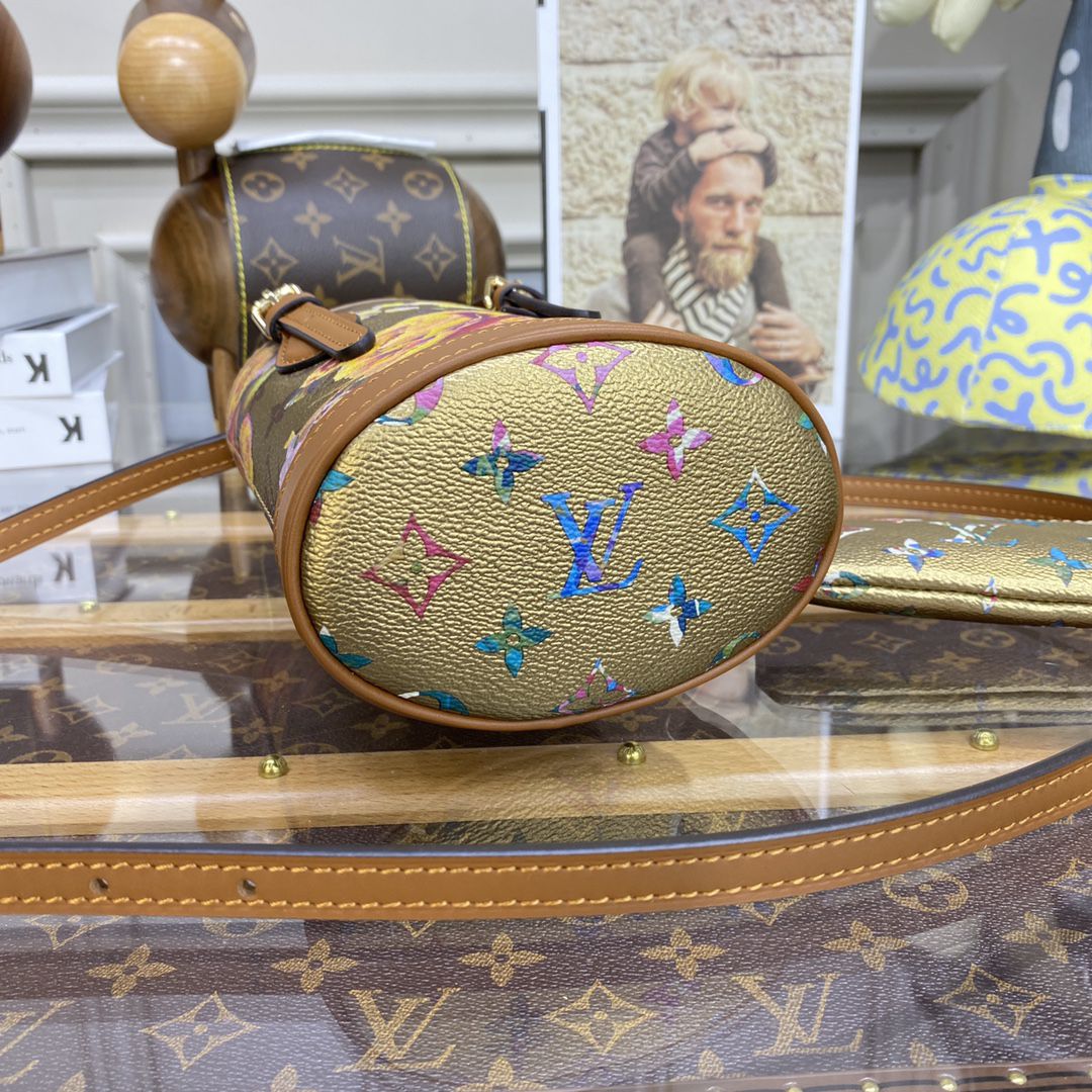 #m81724 l**is V*t*n flower patterned canvas nano bucket bag