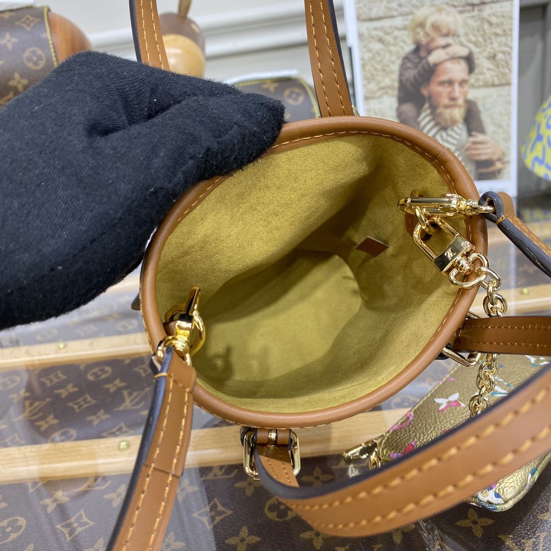 #m81724 l**is V*t*n flower patterned canvas nano bucket bag