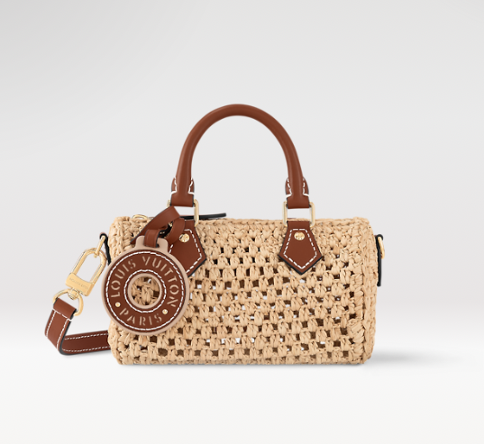 #m83525 l**is V*t*n natural raffia nano speedy bag