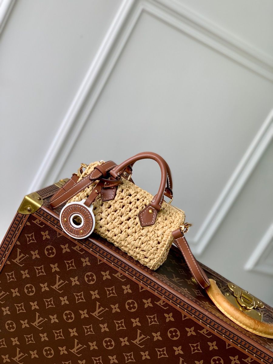 #m83525 l**is V*t*n natural raffia nano speedy bag
