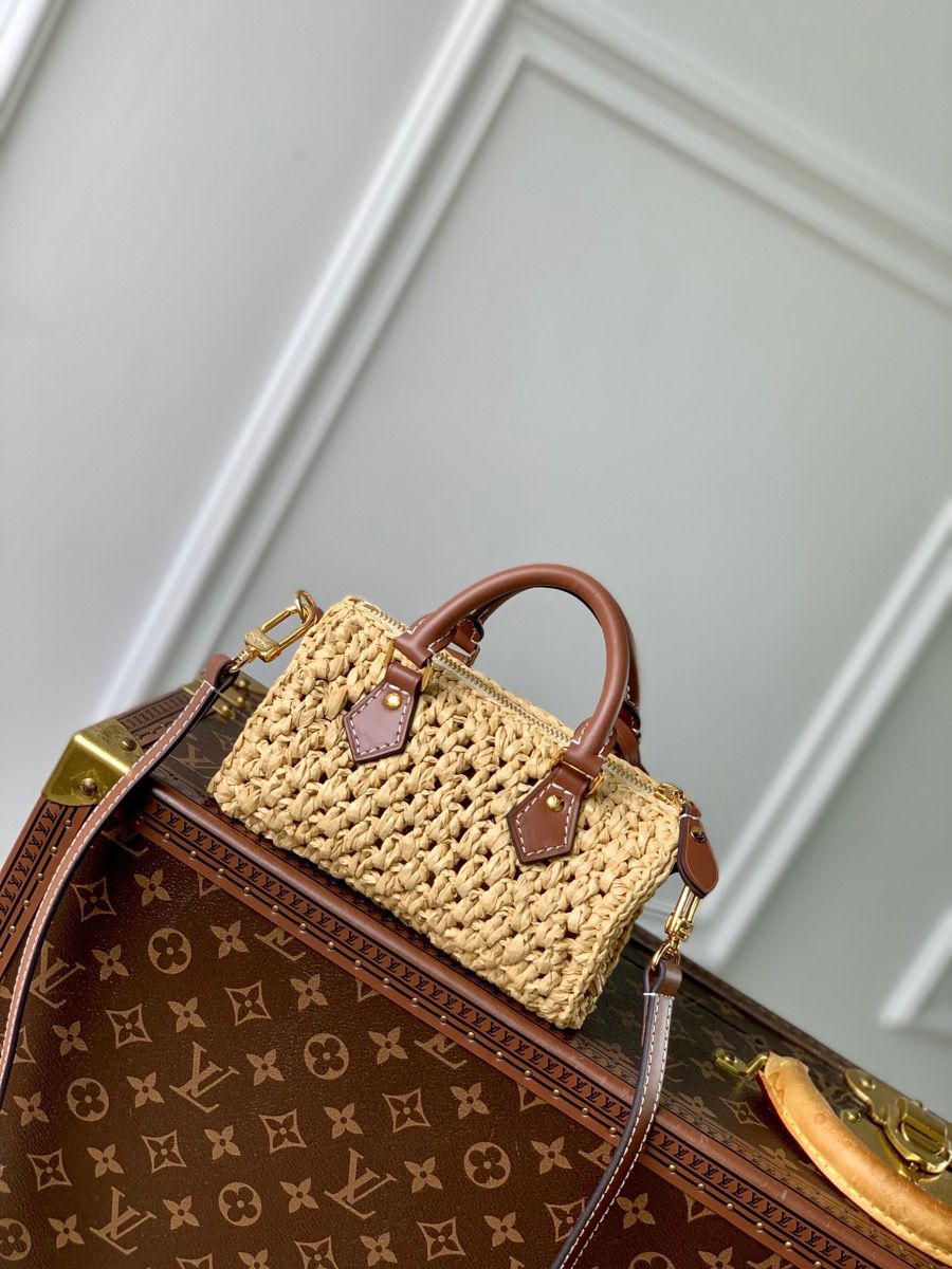 #m83525 l**is V*t*n natural raffia nano speedy bag