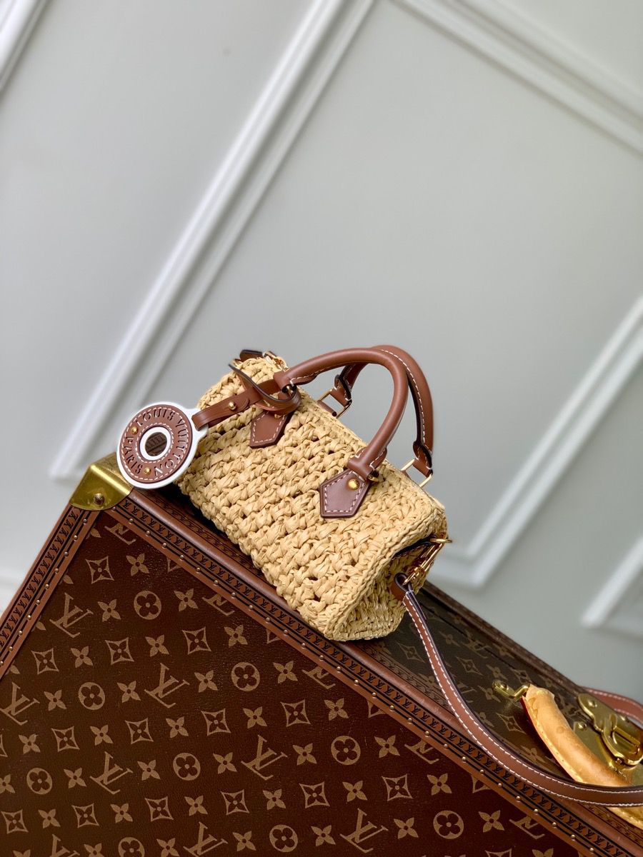 #m83525 l**is V*t*n natural raffia nano speedy bag