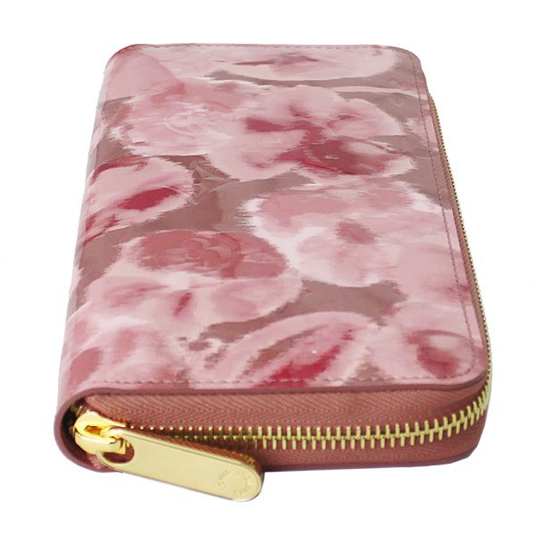 #m90020 l**is V*t*n monogram vernis embossed zippy wallet suede rose