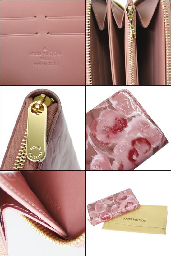 #m90020 l**is V*t*n monogram vernis embossed zippy wallet suede rose