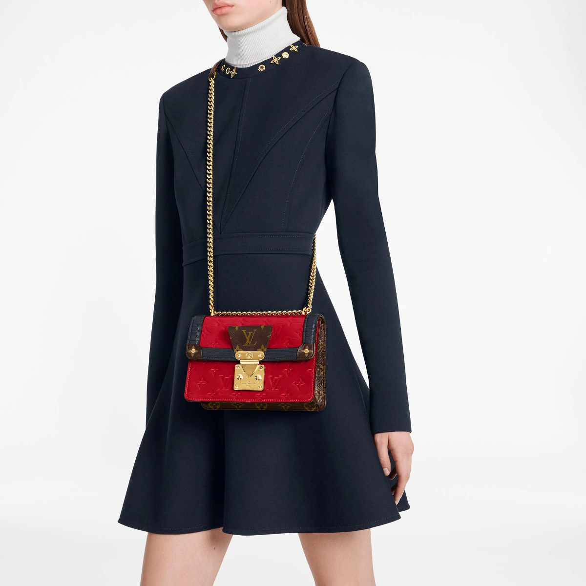 #m90517 l**is V*t*n lv wynwood chain bag-scarlet red