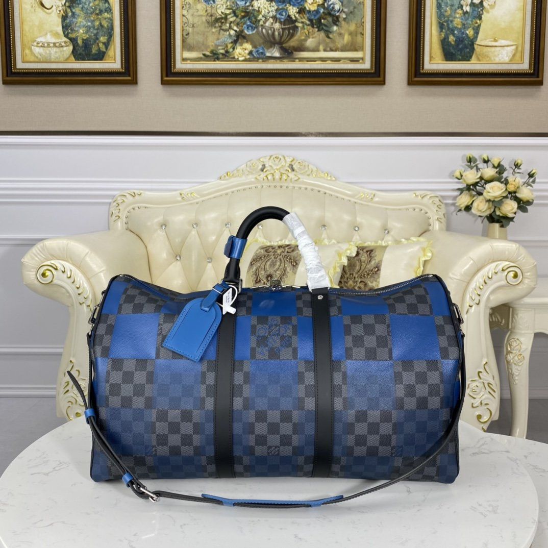 #n40410 l**is V*t*n blue damier graphite giant keepall bandouliere 50