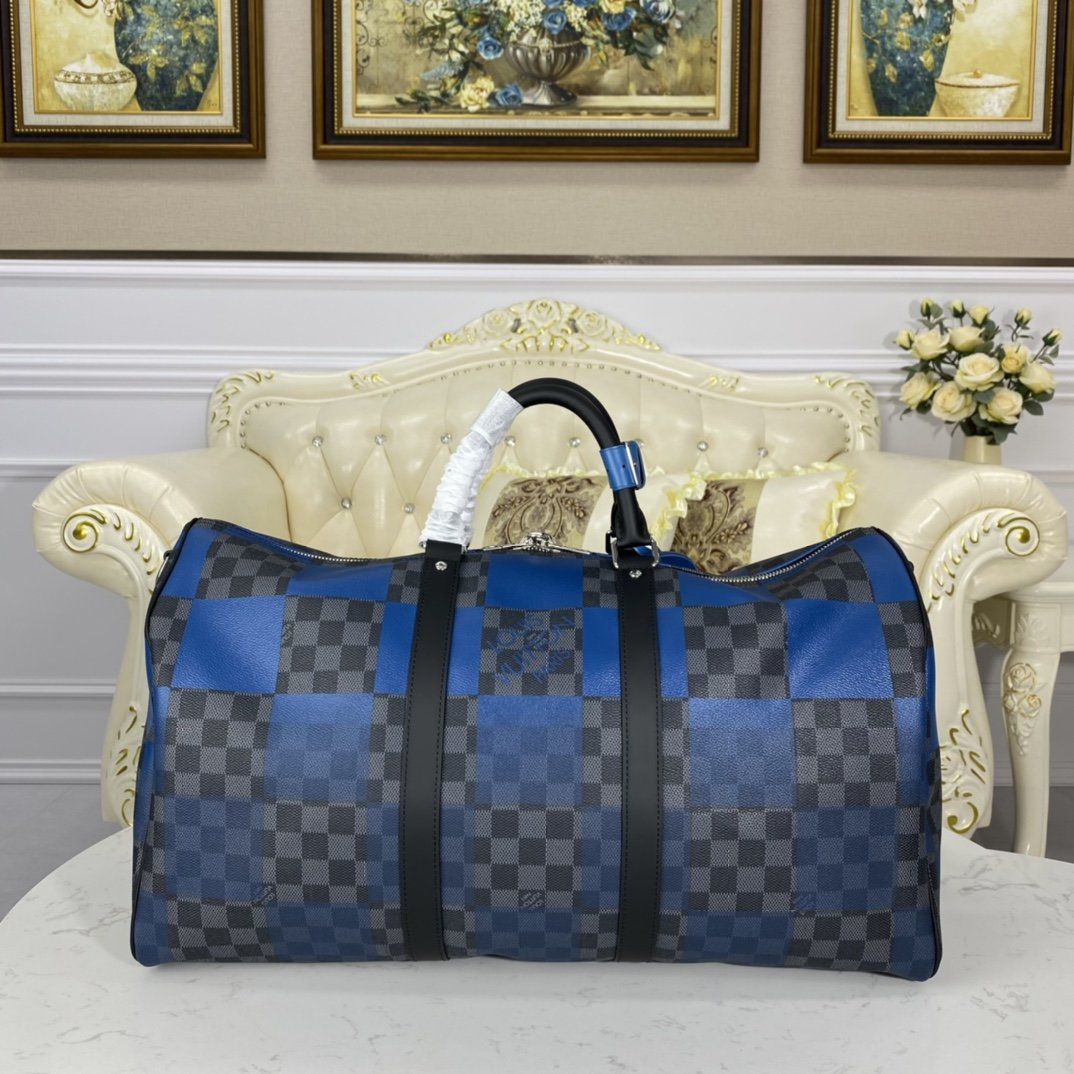 #n40410 l**is V*t*n blue damier graphite giant keepall bandouliere 50