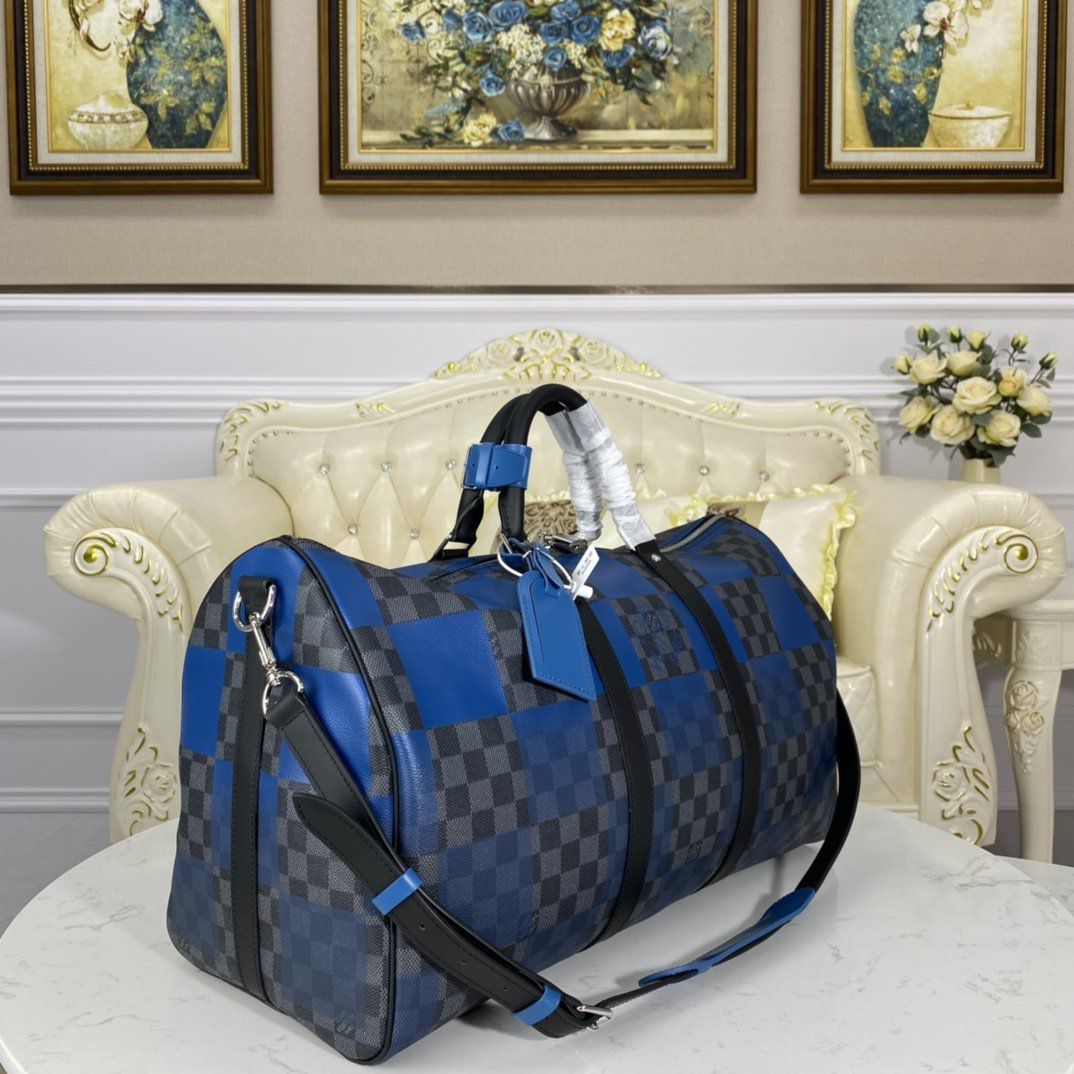 #n40410 l**is V*t*n blue damier graphite giant keepall bandouliere 50