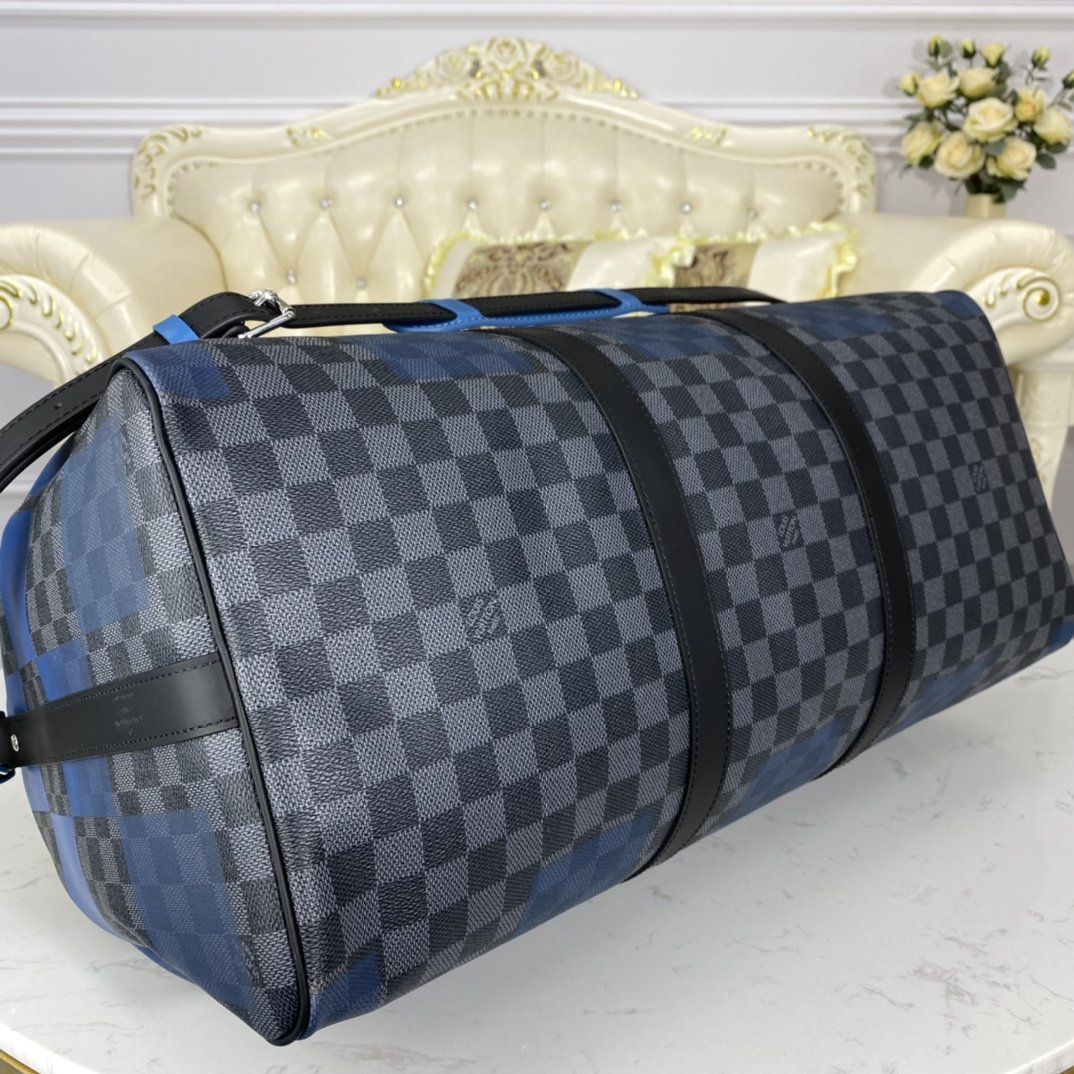 #n40410 l**is V*t*n blue damier graphite giant keepall bandouliere 50