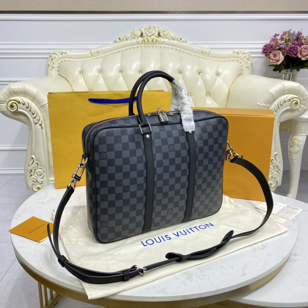 #n41478 l**is V*t*n damier graphite porte-documents voyage pm