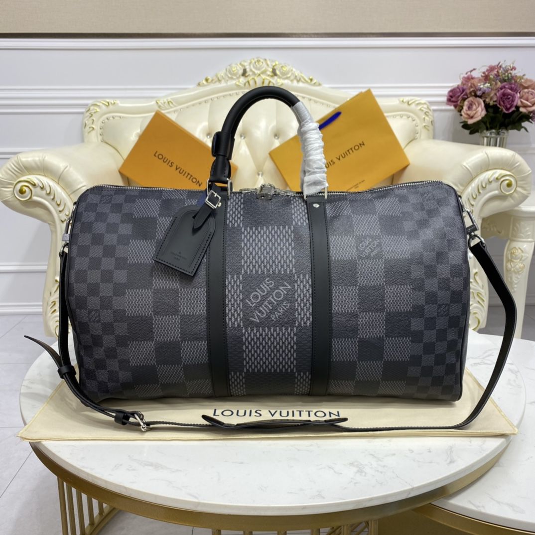 #n50016 l**is V*t*n damier graphite 3d keepall bandouliere 50
